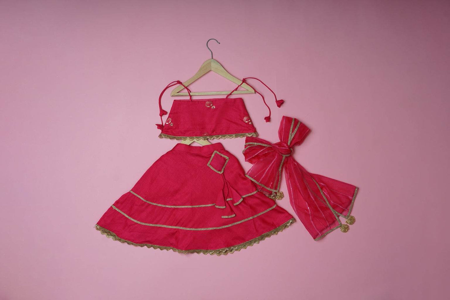 Myra Pink - Lehenga and Dupatta Set - Monk & Mei