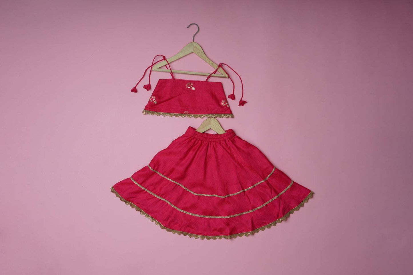 Myra Pink - Lehenga and Dupatta Set - Monk & Mei