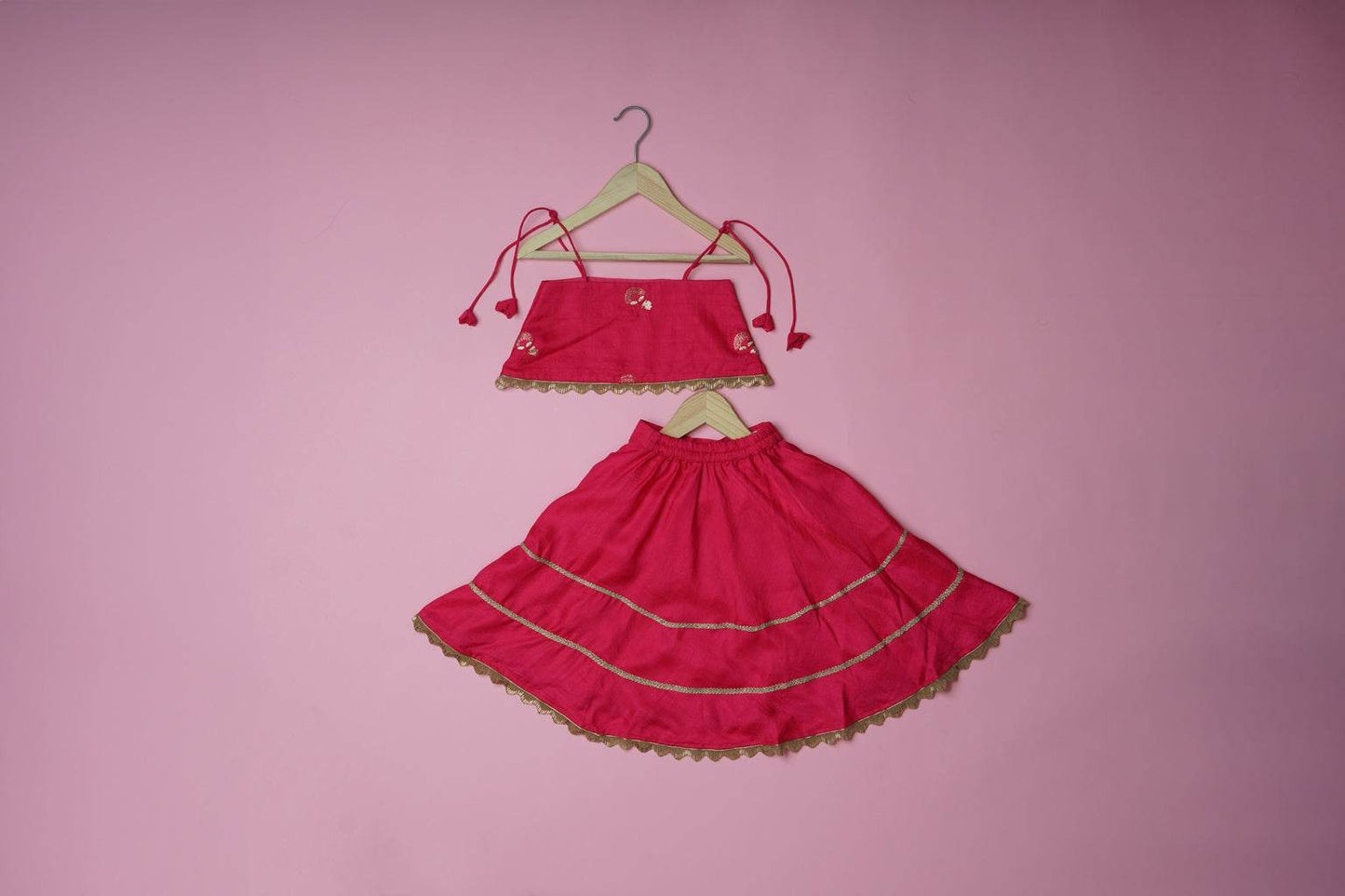 Myra Pink - Lehenga and Dupatta Set - Monk & Mei