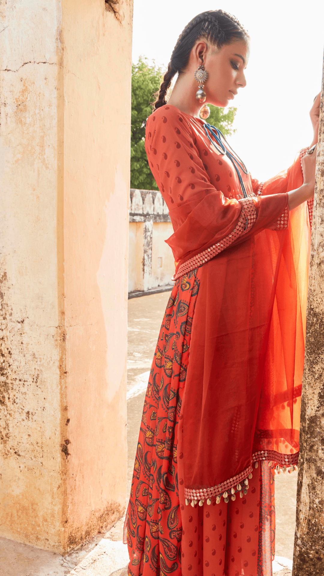 Chabeeli Dupatta - Rusty Red - Monk & Mei