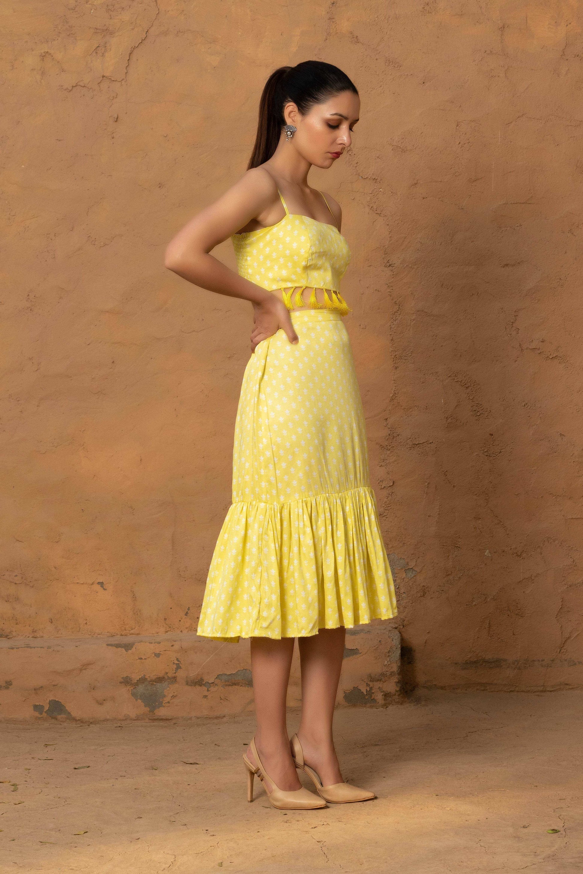 Geet Bustier-Skirt - Yellow - Monk & Mei