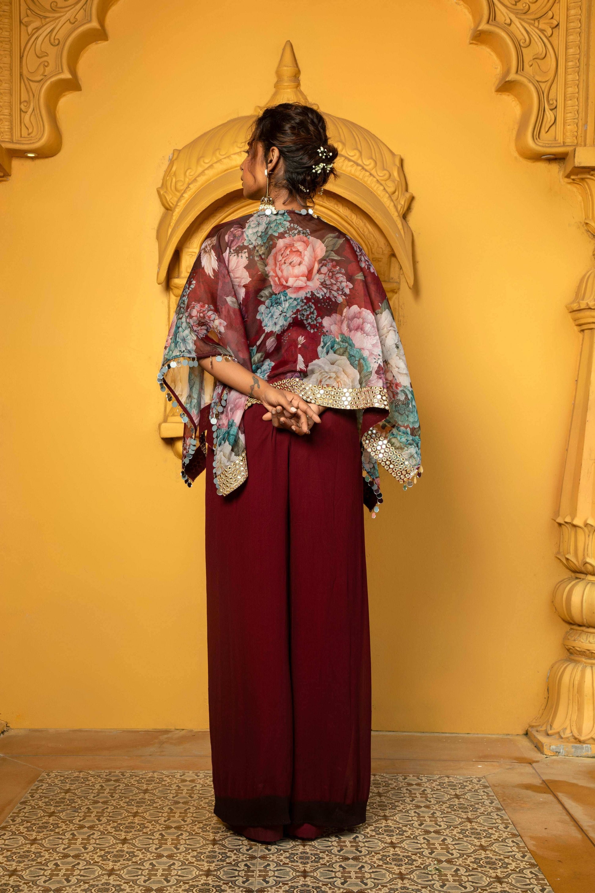 Aaina - Jumpsuit Set Maroon - Monk & Mei