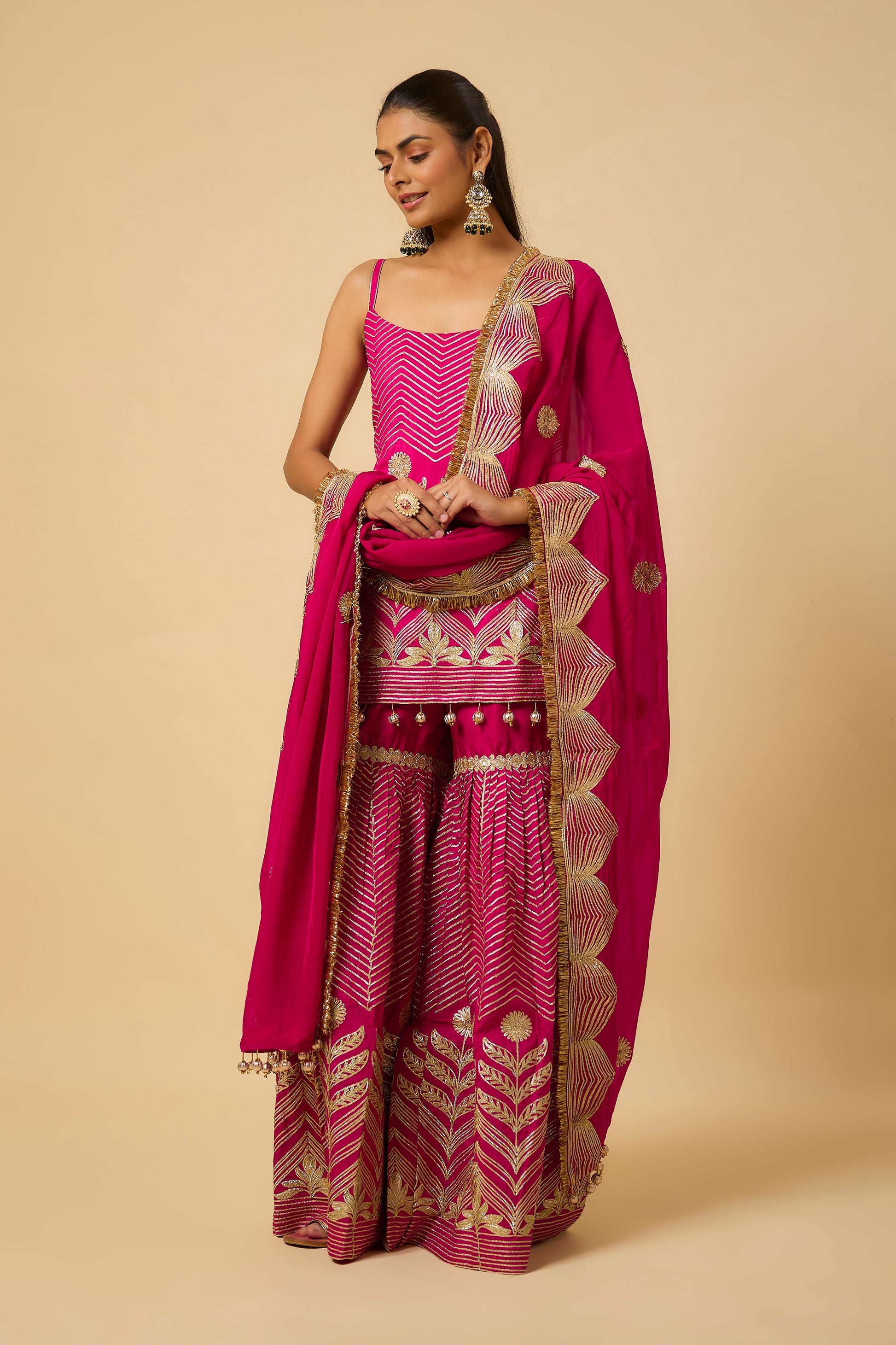 Aishwarya - Kurta, Pant and Dupatta - Fuschia Pink