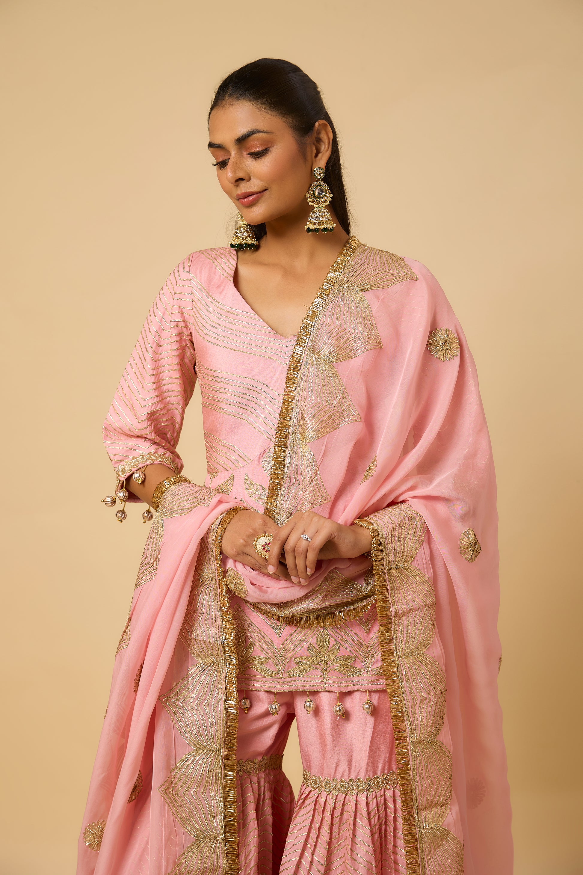 Rani - Sharara, kurta & Dupatta - Salmon Pink
