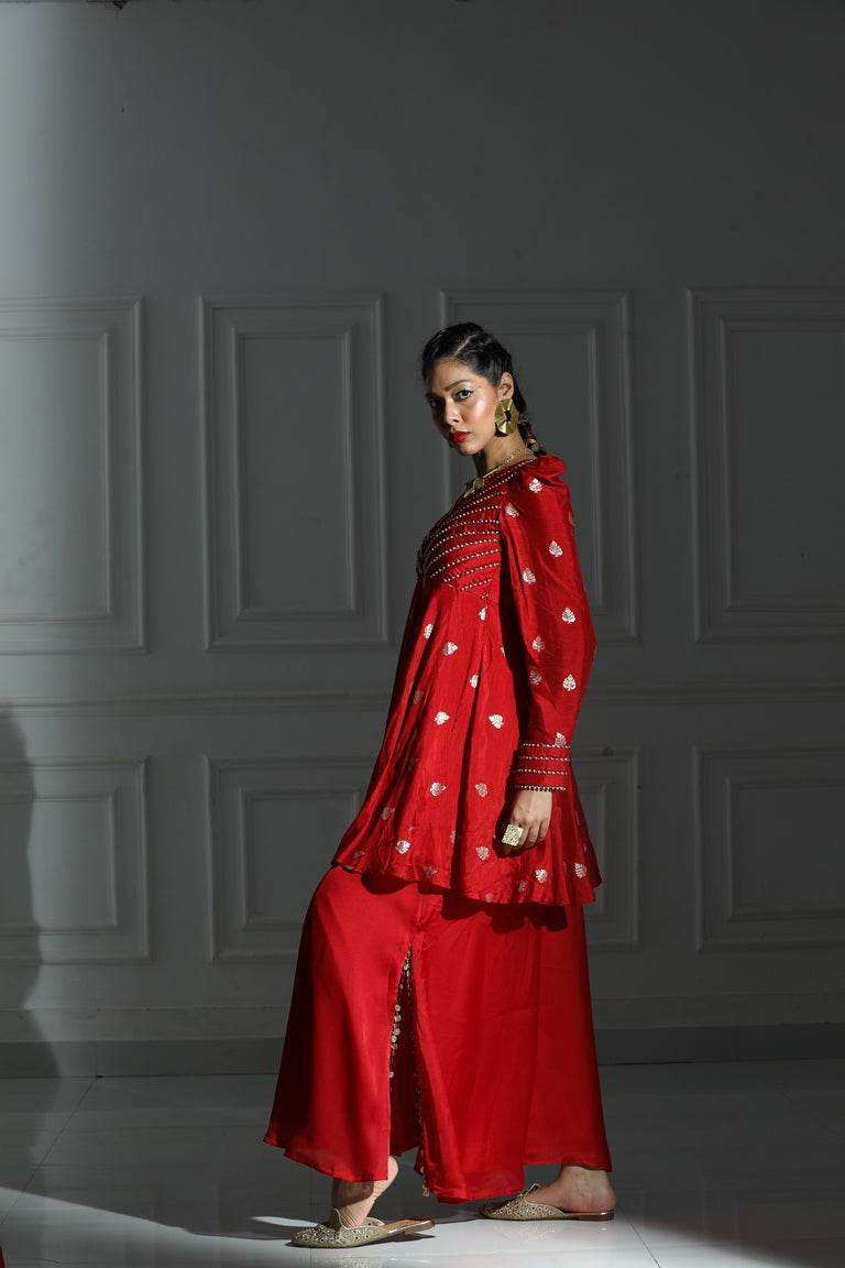 Nefertiti Rose Red with Dupatta - Monk & Mei