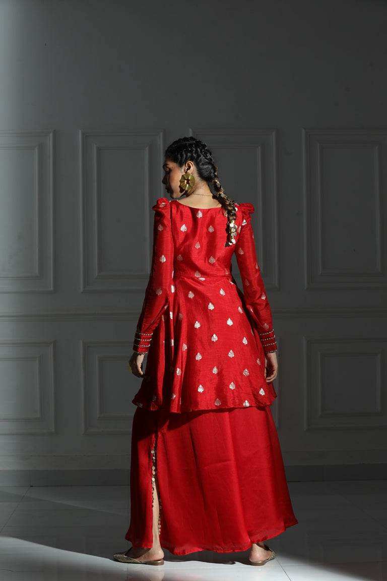 Nefertiti Rose Red with Dupatta - Monk & Mei