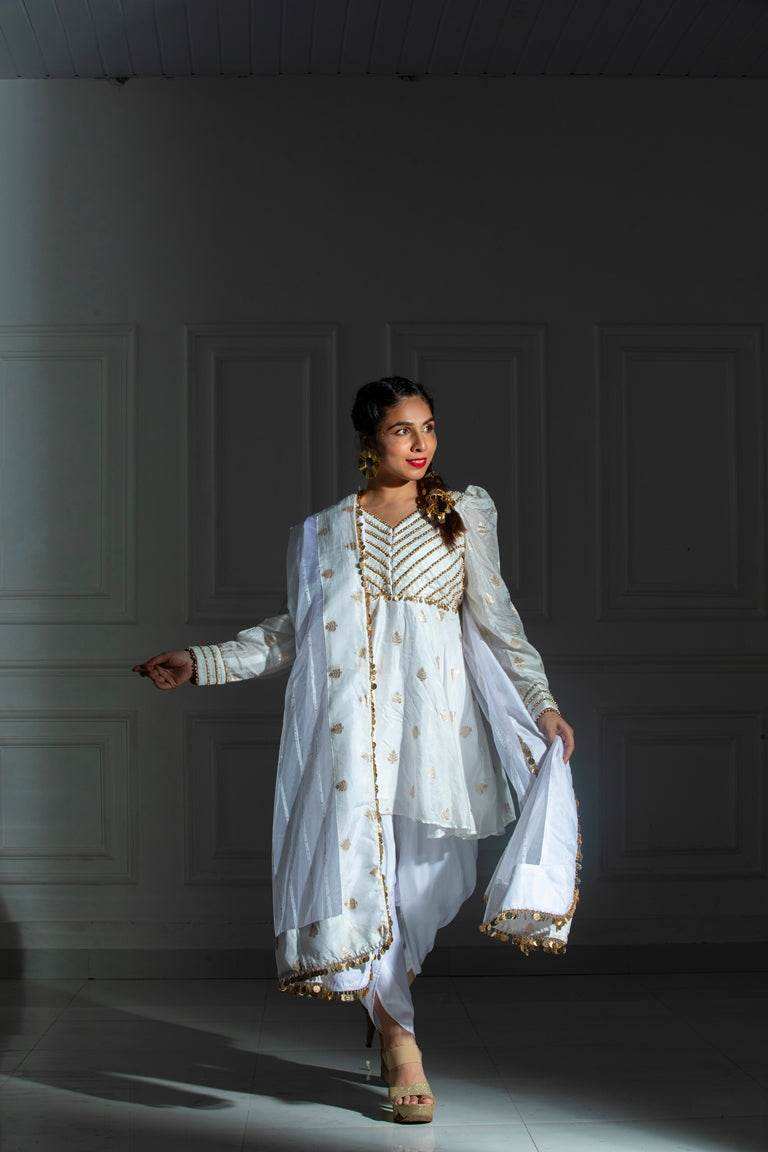 Ashen Dhoti Set Ivory White - Monk & Mei