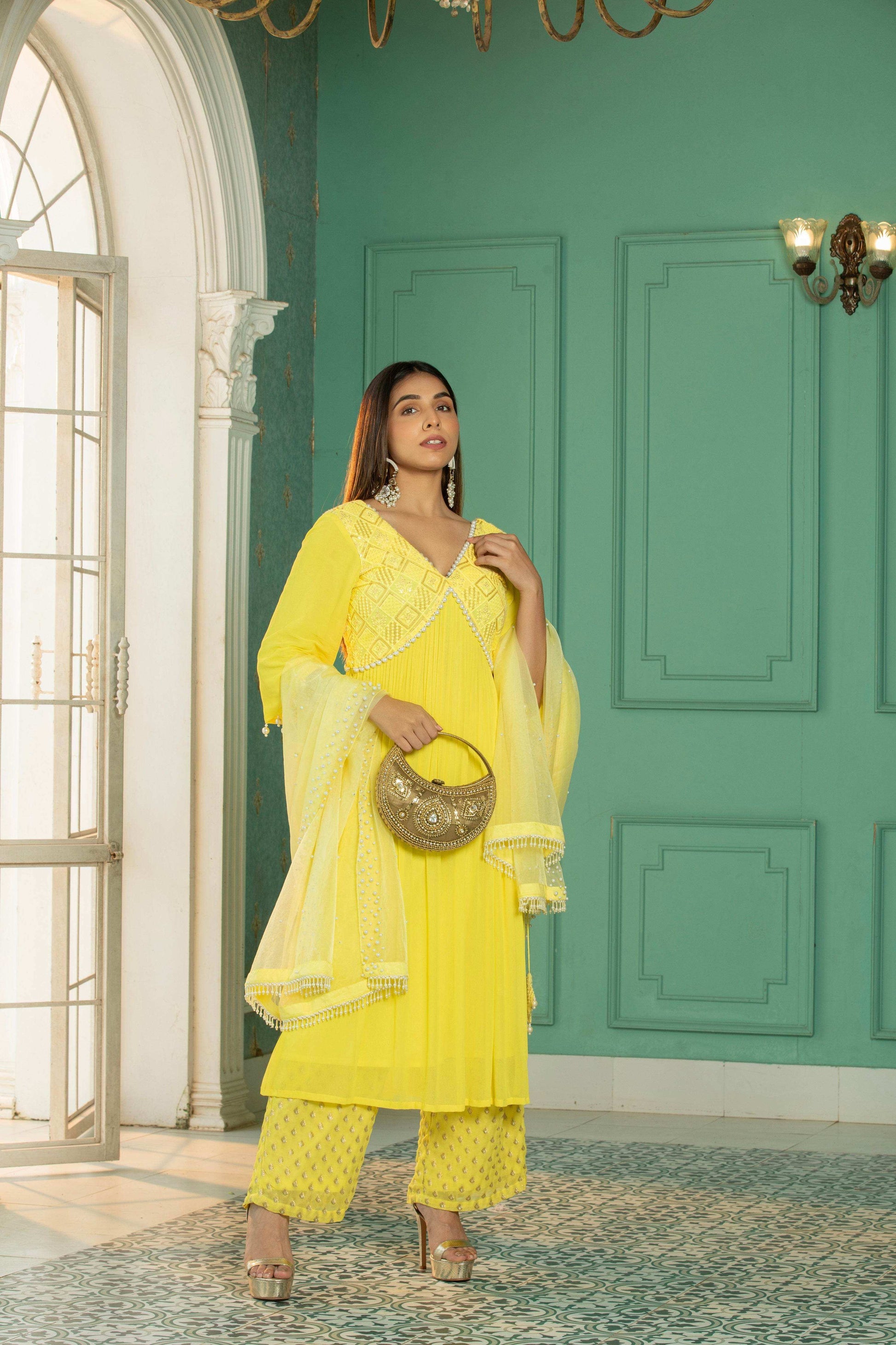 PEARL - Kurta Set -Sunshine Yellow - Monk & Mei