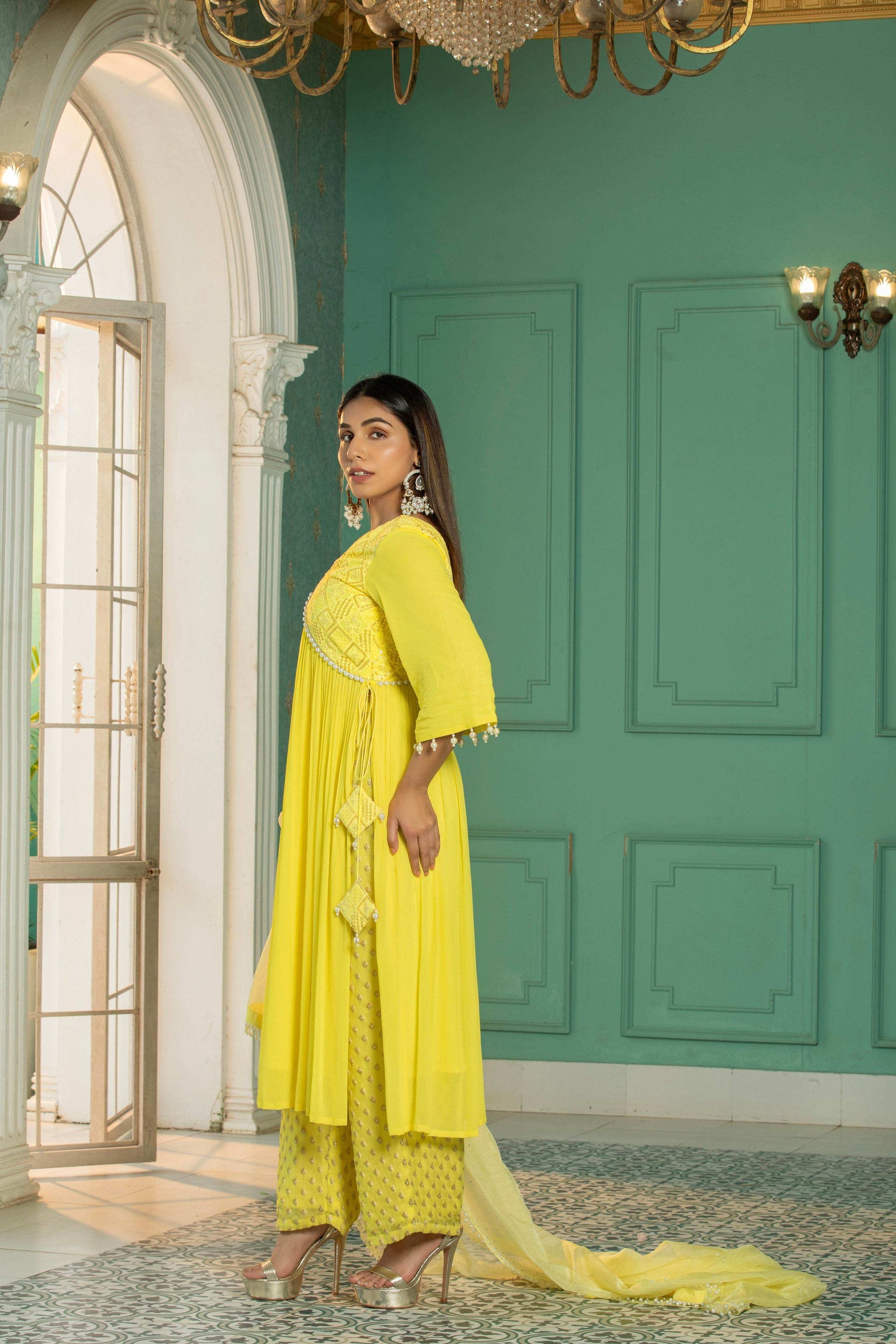 PEARL - Kurta Set -Sunshine Yellow - Monk & Mei