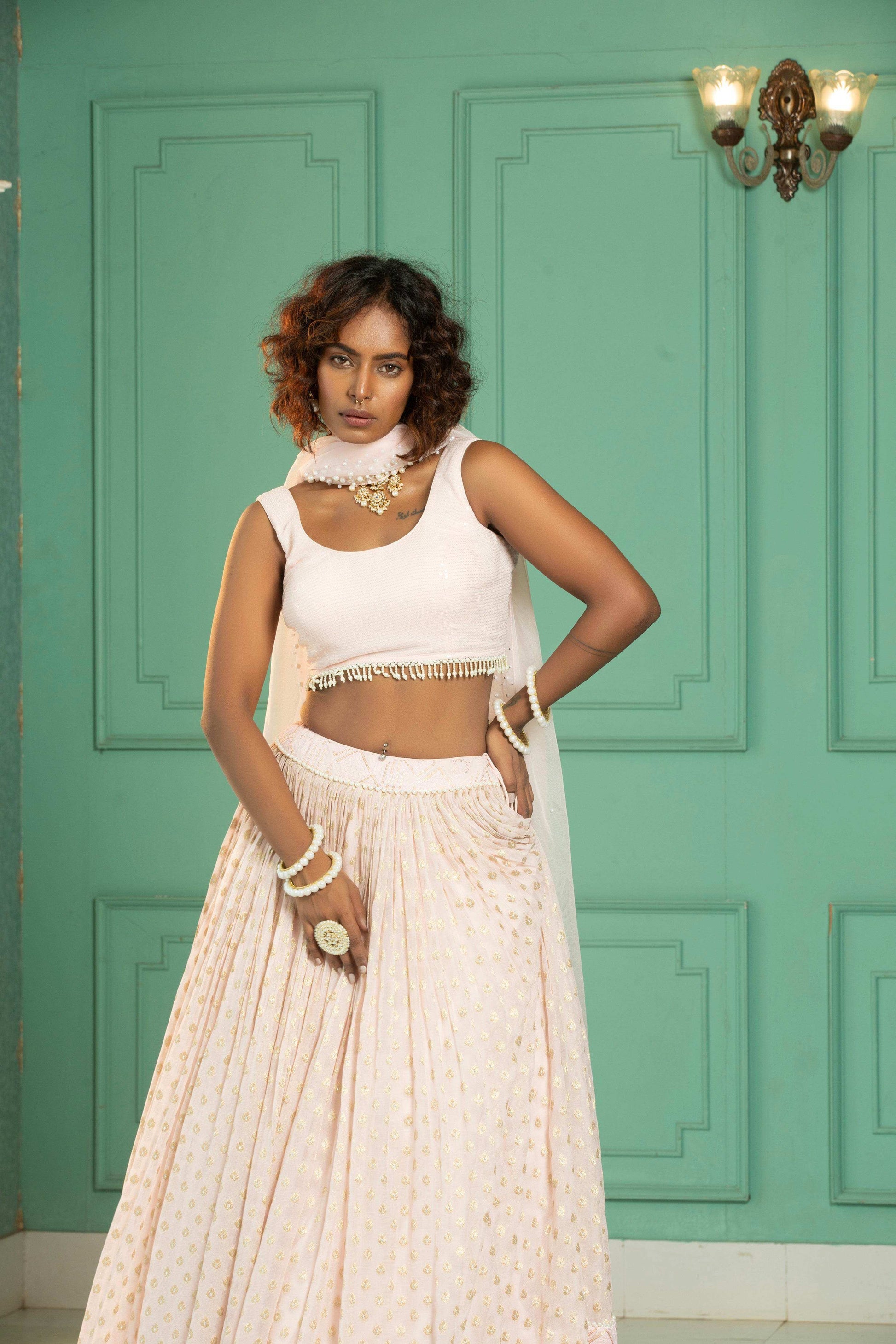 CORAL - Lehenga Set - Rose Pink - Monk & Mei