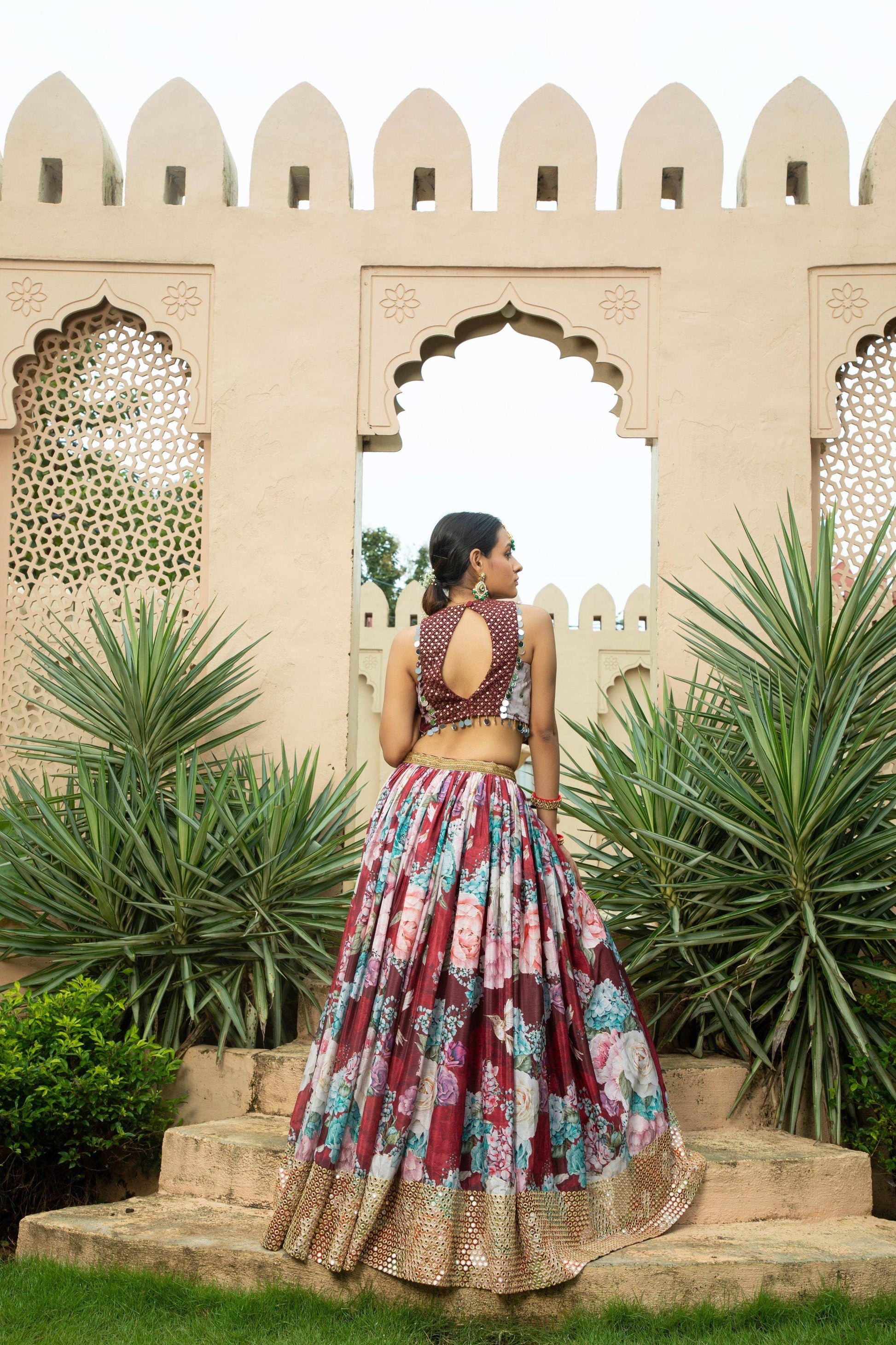 Faiza - Lehenga Set Maroon - Monk & Mei