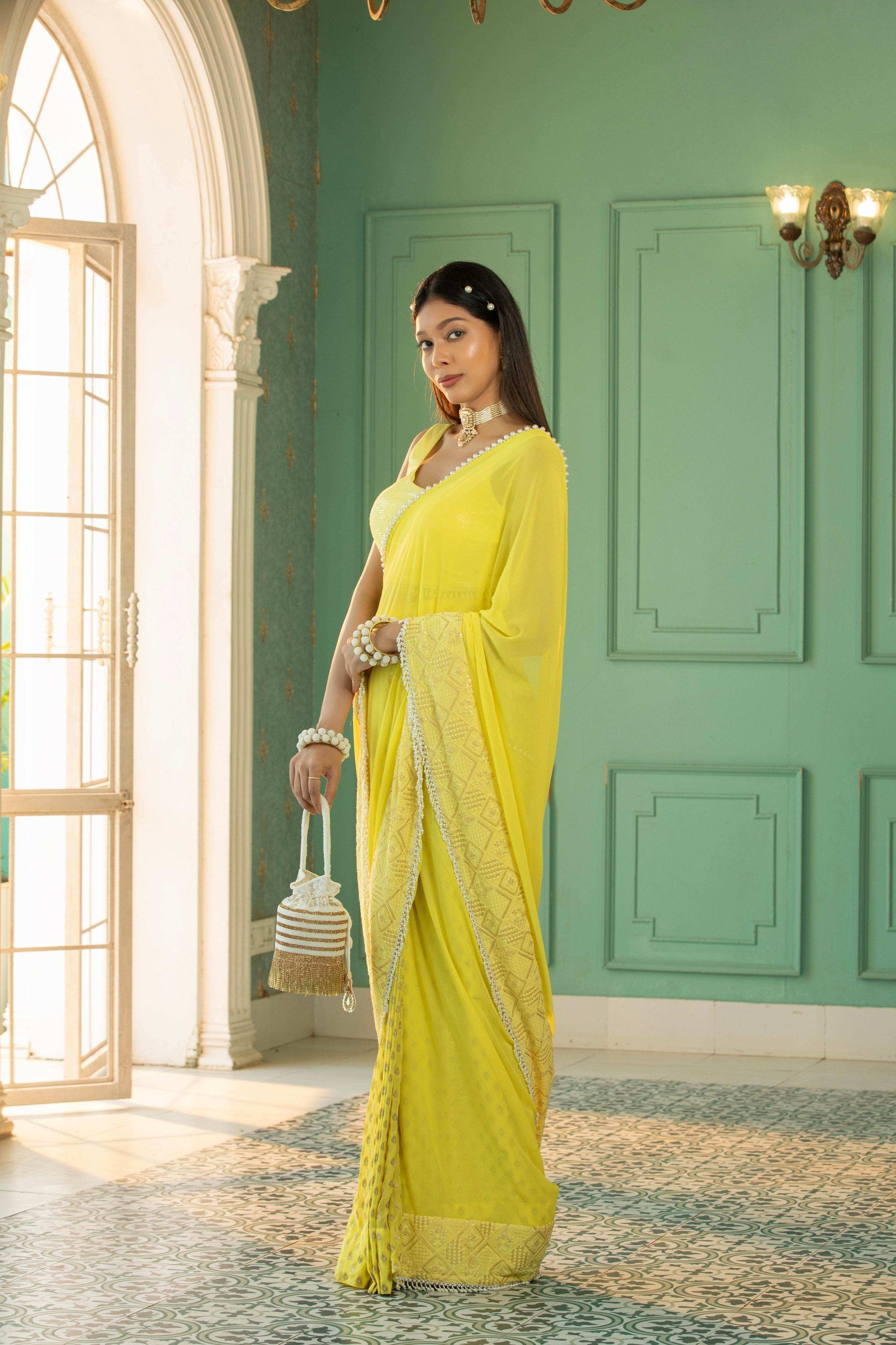 SCARLETT - Saree Set -Sunshine Yellow - Monk & Mei