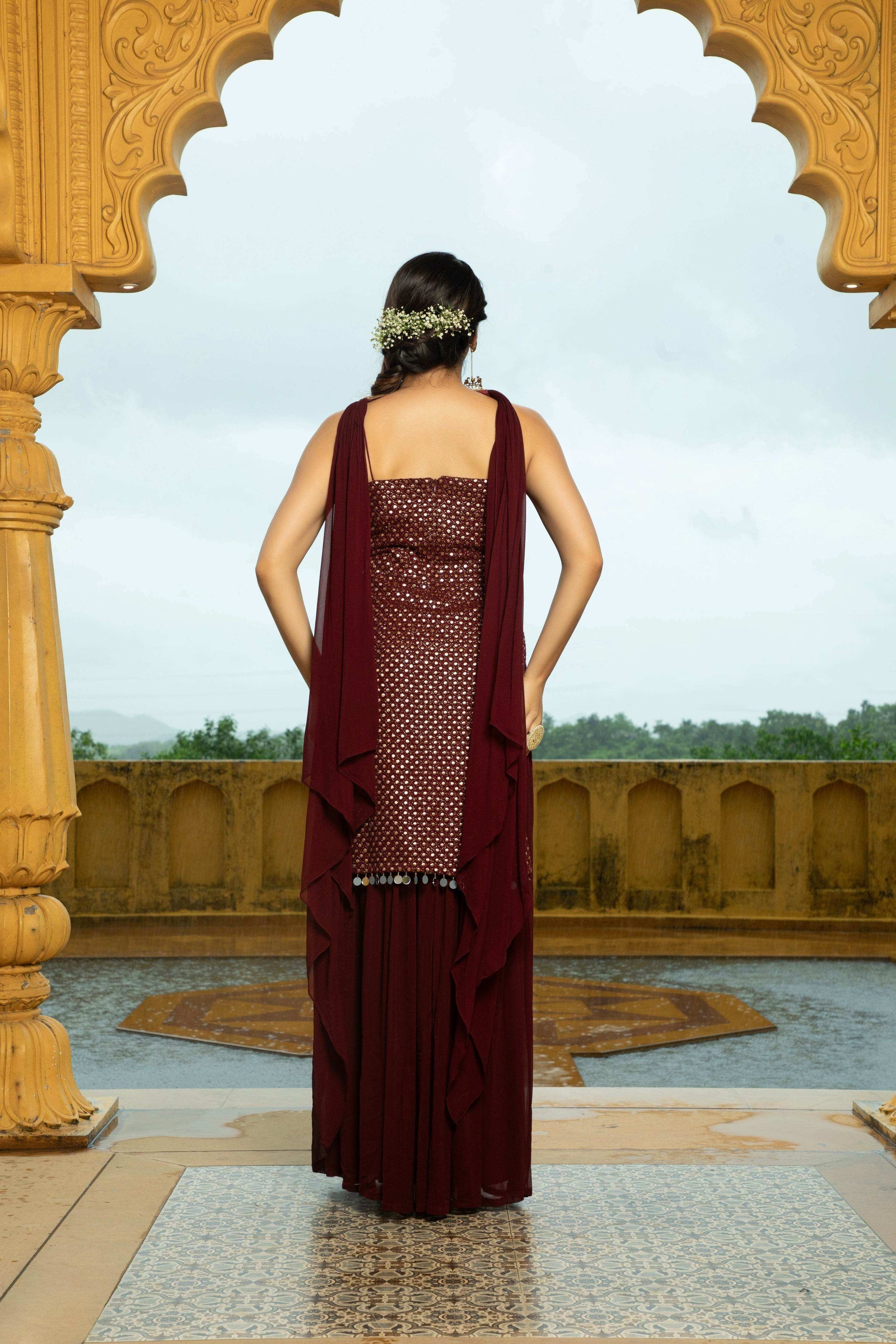 Liana - Kurta Set Maroon - Monk & Mei