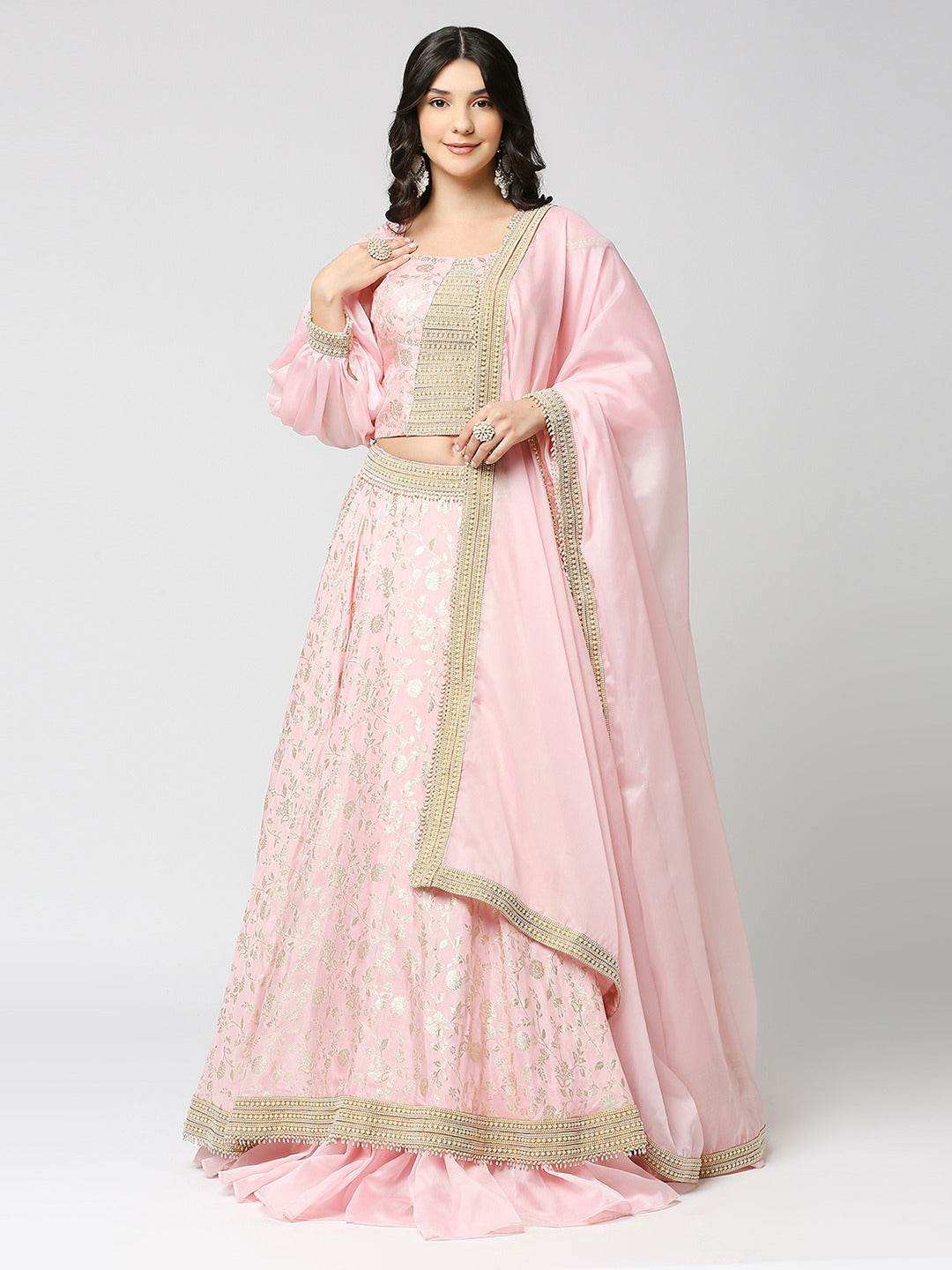 Bahara - Handcrafted Lehenga Set - Blush Pink - Monk & Mei