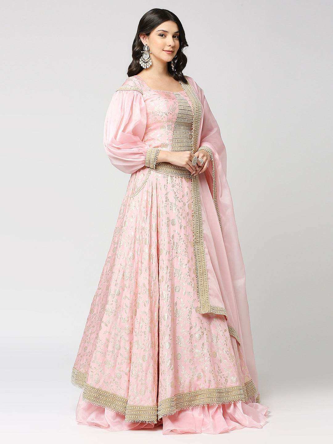 Bahara - Handcrafted Lehenga Set - Blush Pink - Monk & Mei