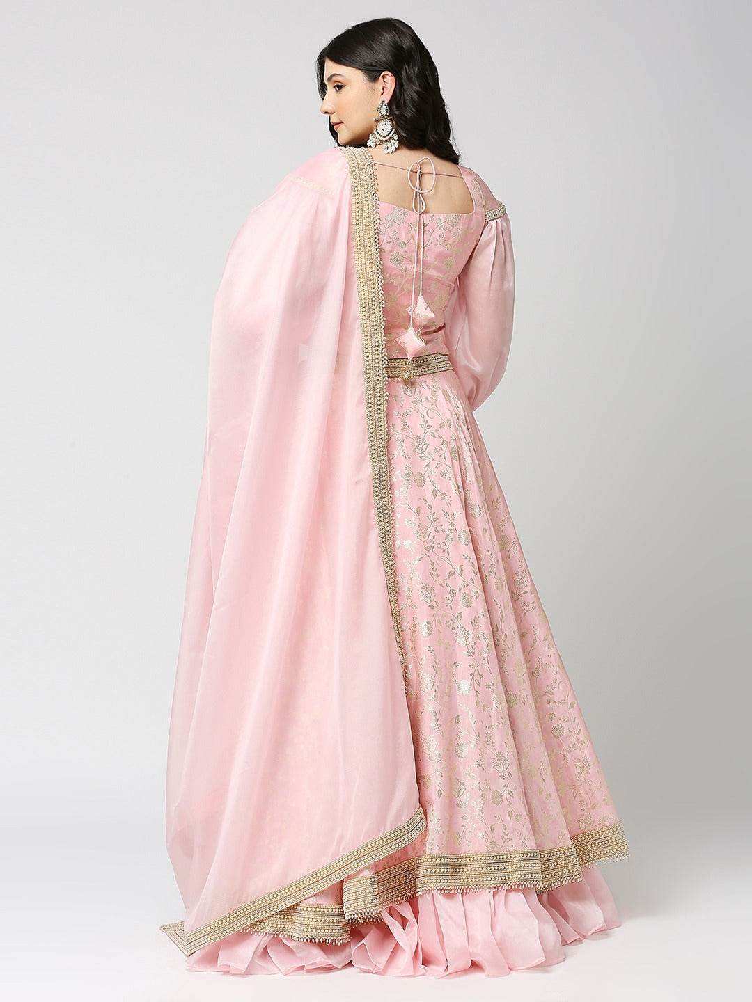 Bahara - Handcrafted Lehenga Set - Blush Pink - Monk & Mei