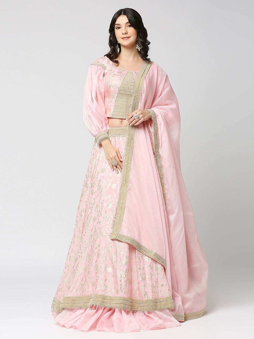 Bahara - Handcrafted Lehenga Set - Blush Pink - Monk & Mei
