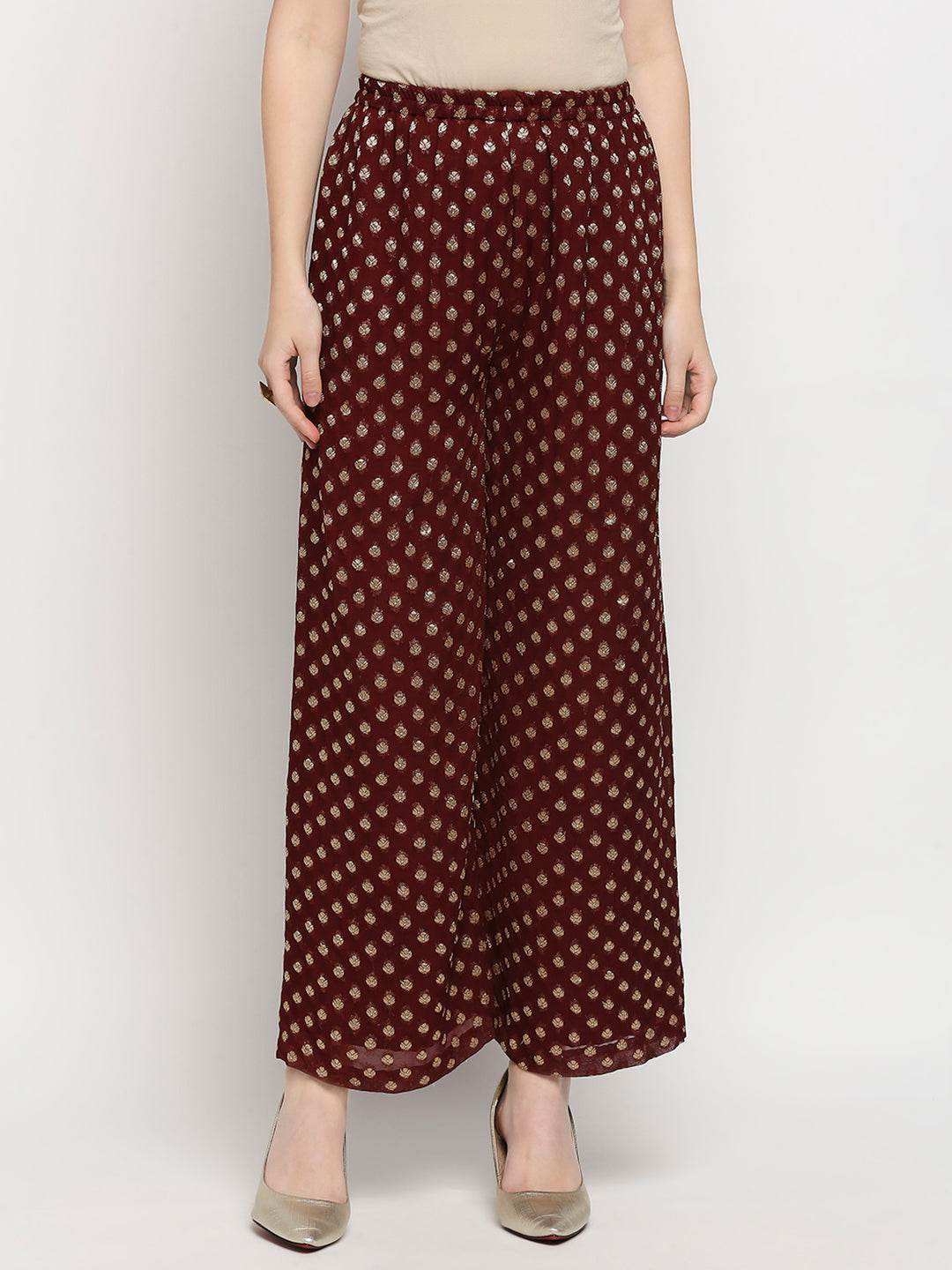Nuuh Kaftan & Palazzo with Belt - Maroon - Monk & Mei