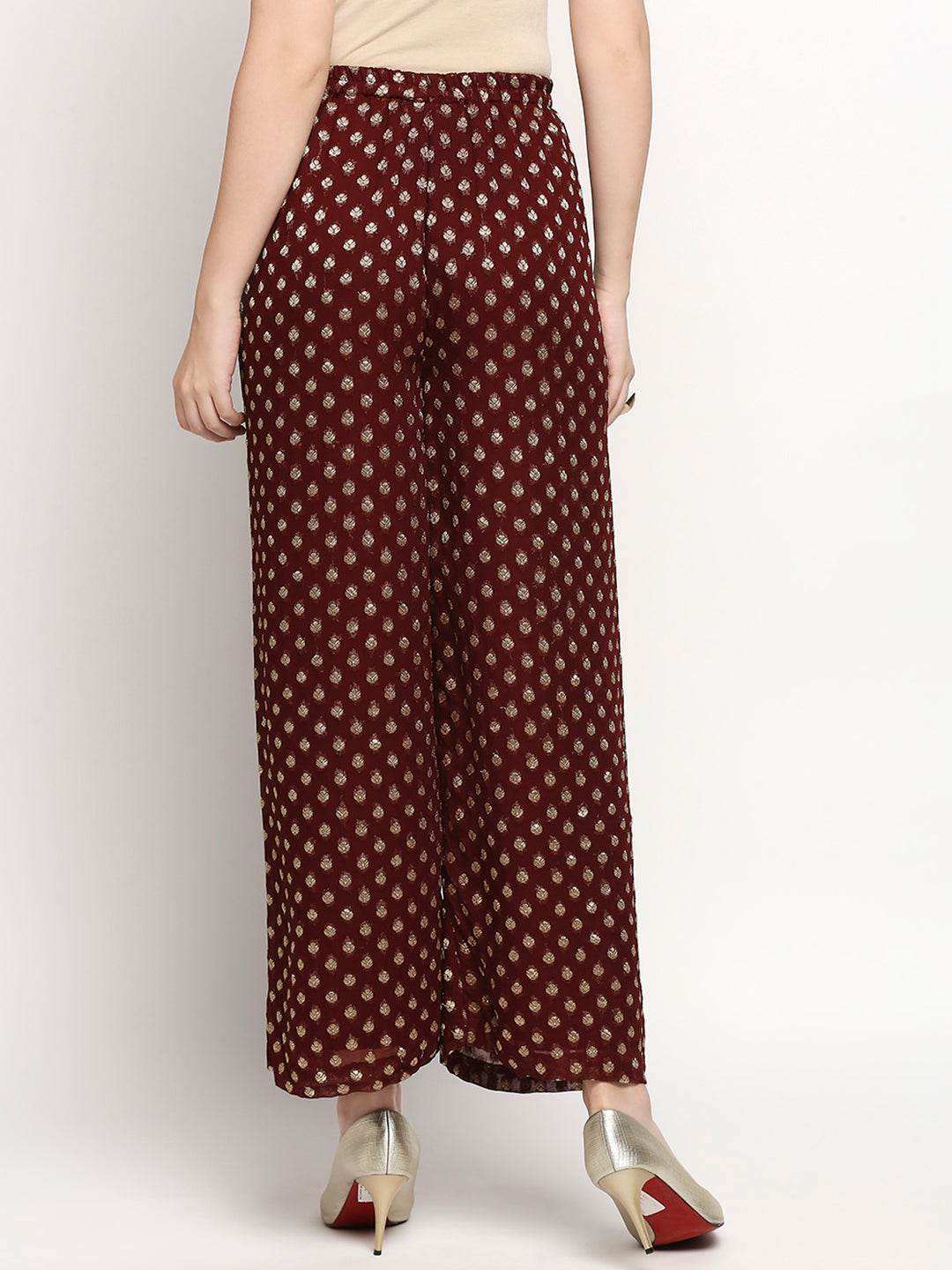 Nuuh Kaftan & Palazzo with Belt - Maroon - Monk & Mei