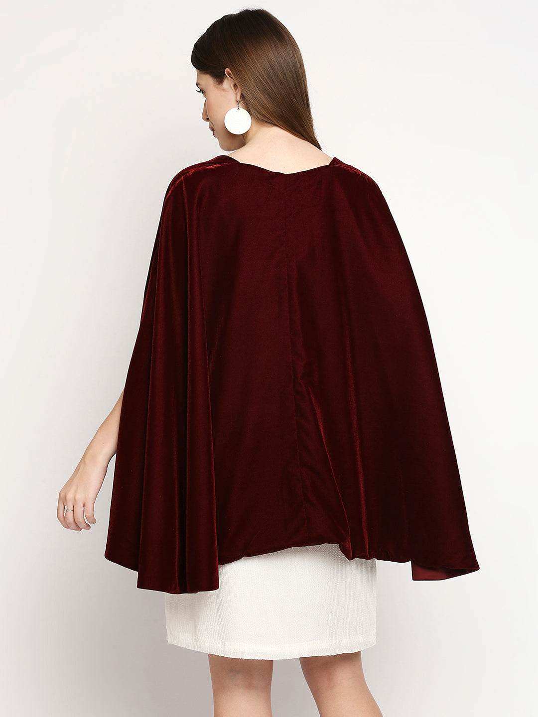 Arzu-Sequin Dress & Cape - Maroon - Monk & Mei