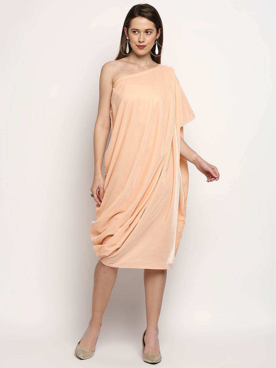 Shakira-Dress with Belt - Peach pink - Monk & Mei