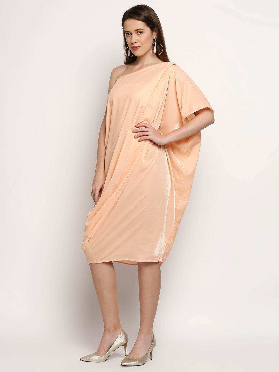 Shakira-Dress with Belt - Peach pink - Monk & Mei