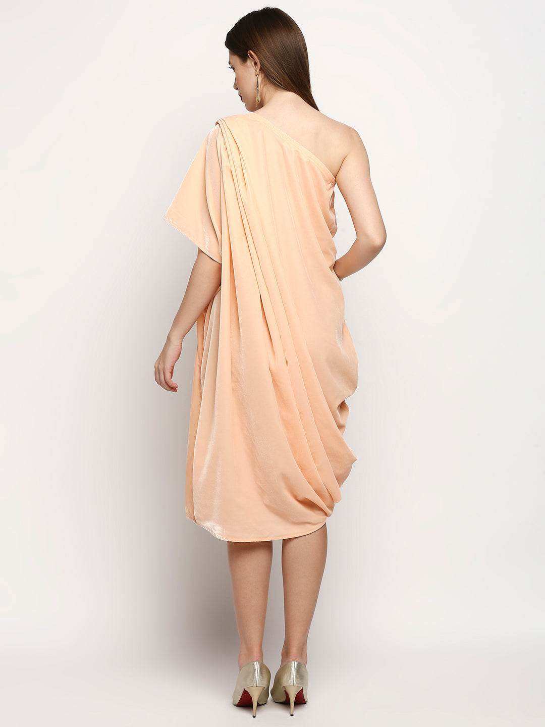 Shakira-Dress with Belt - Peach pink - Monk & Mei