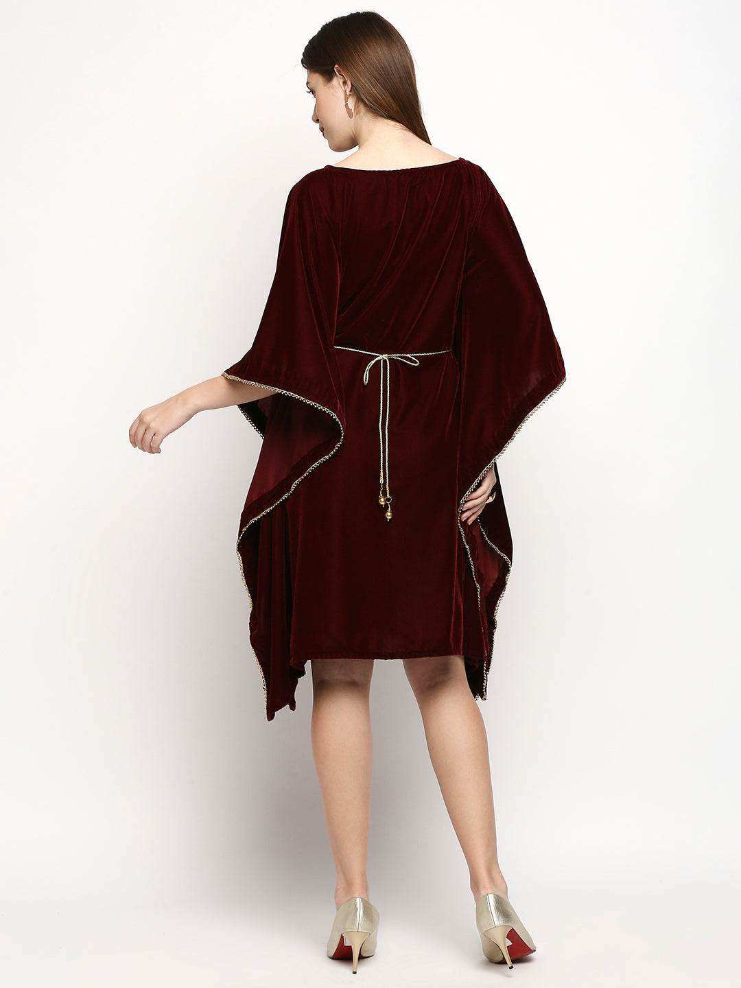 Nuuh Kaftan with Belt - Maroon - Monk & Mei