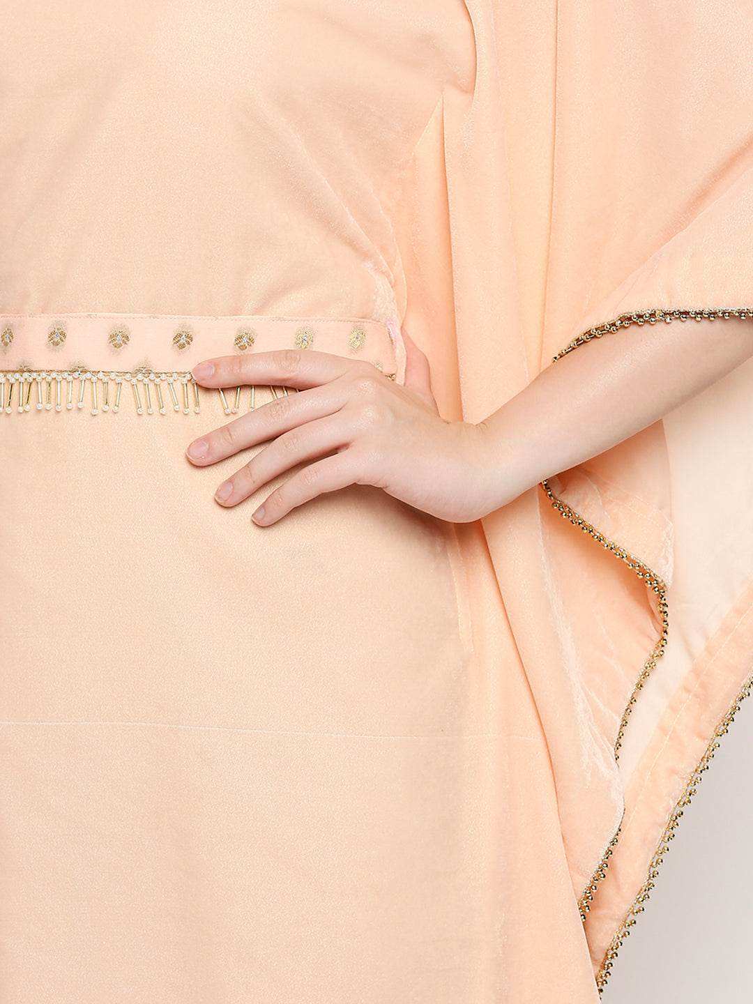 Shakira-Dress with Belt - Peach pink - Monk & Mei