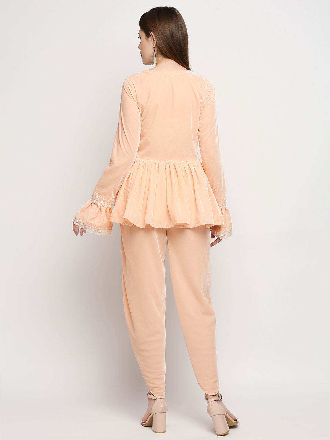 Farah - Jacket & Dhoti - Peach Pink - Monk & Mei