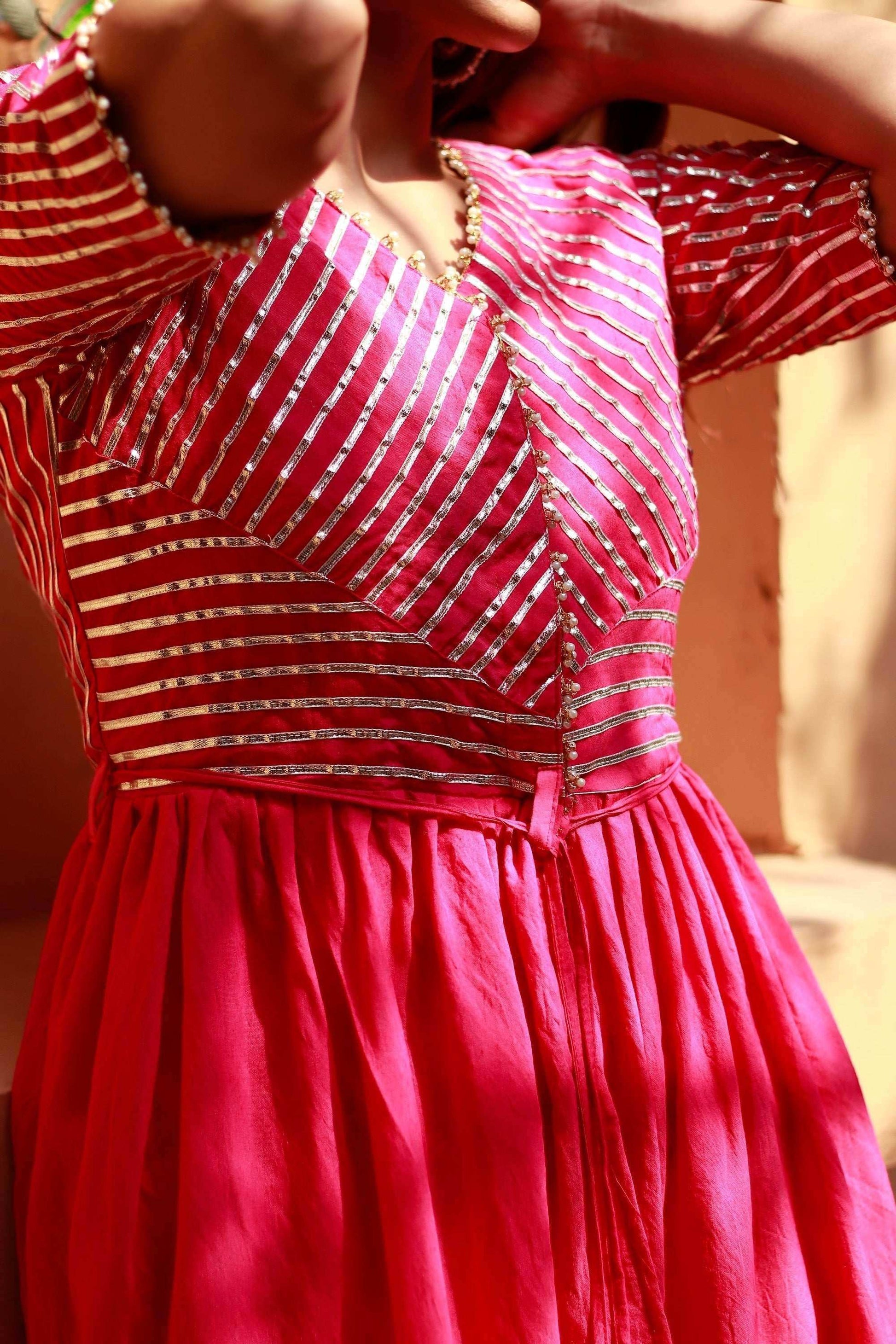 Sitara Kurta Pants - Rani pink - Monk & Mei