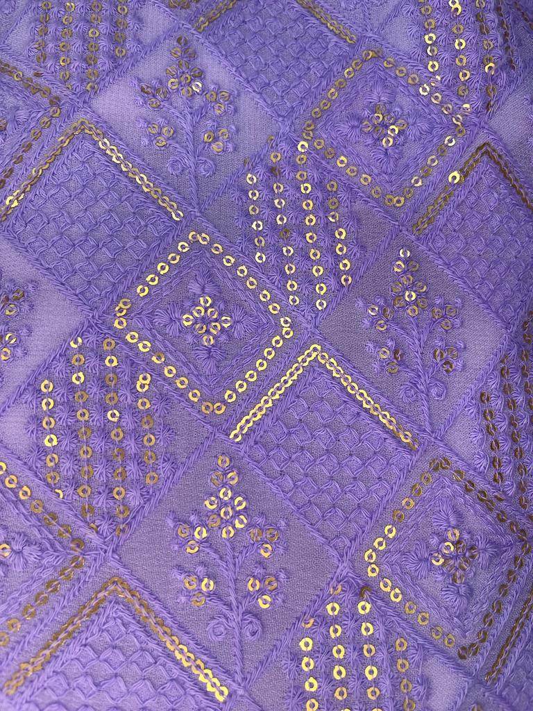 Malak Straight Chikankari Kurta, Pants & Dupatta - Veryperi Violet - Monk & Mei