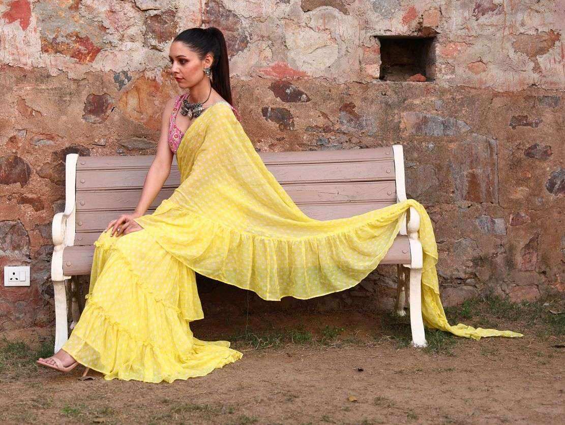 Issh Saree Sharara - Yellow - Monk & Mei