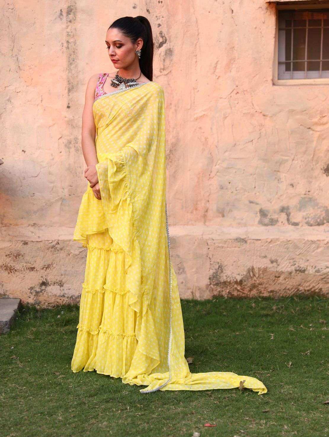 Issh Saree Sharara - Yellow - Monk & Mei
