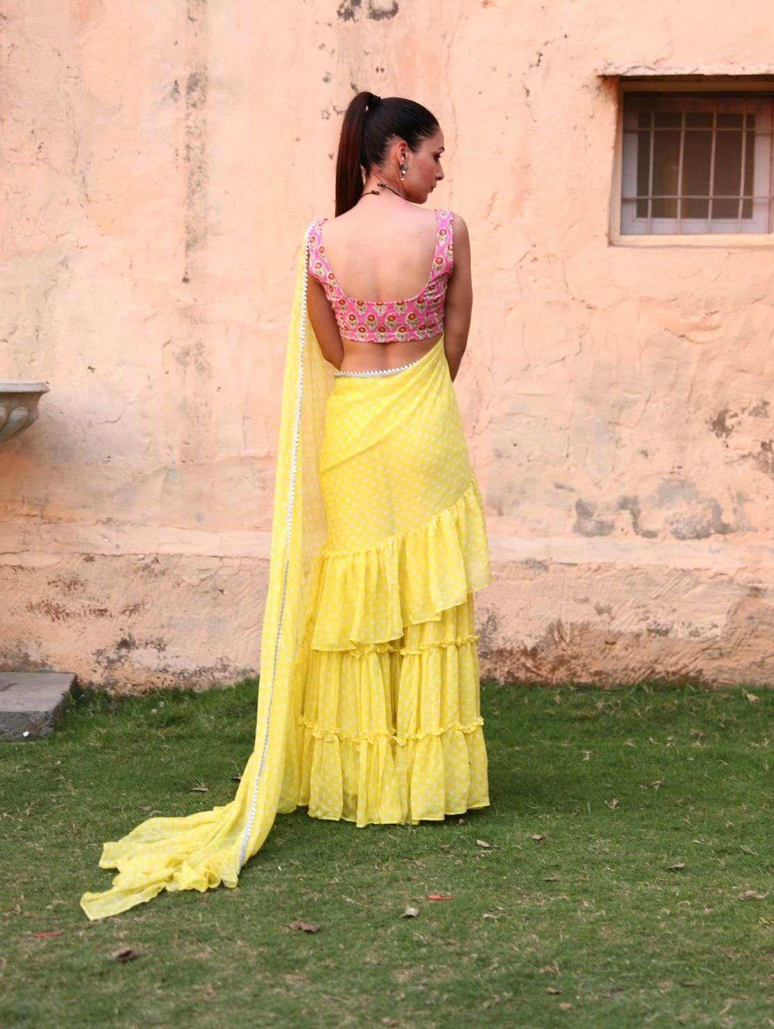 Issh Saree Sharara - Yellow - Monk & Mei