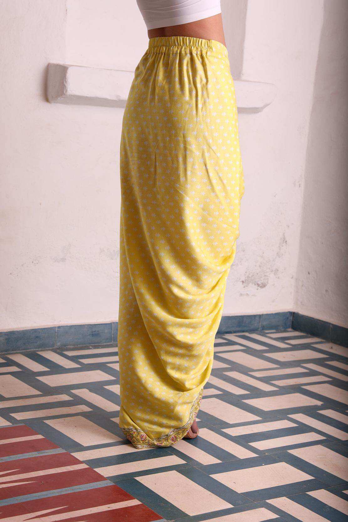 Mastani Designer Dhoti - Yellow - Monk & Mei