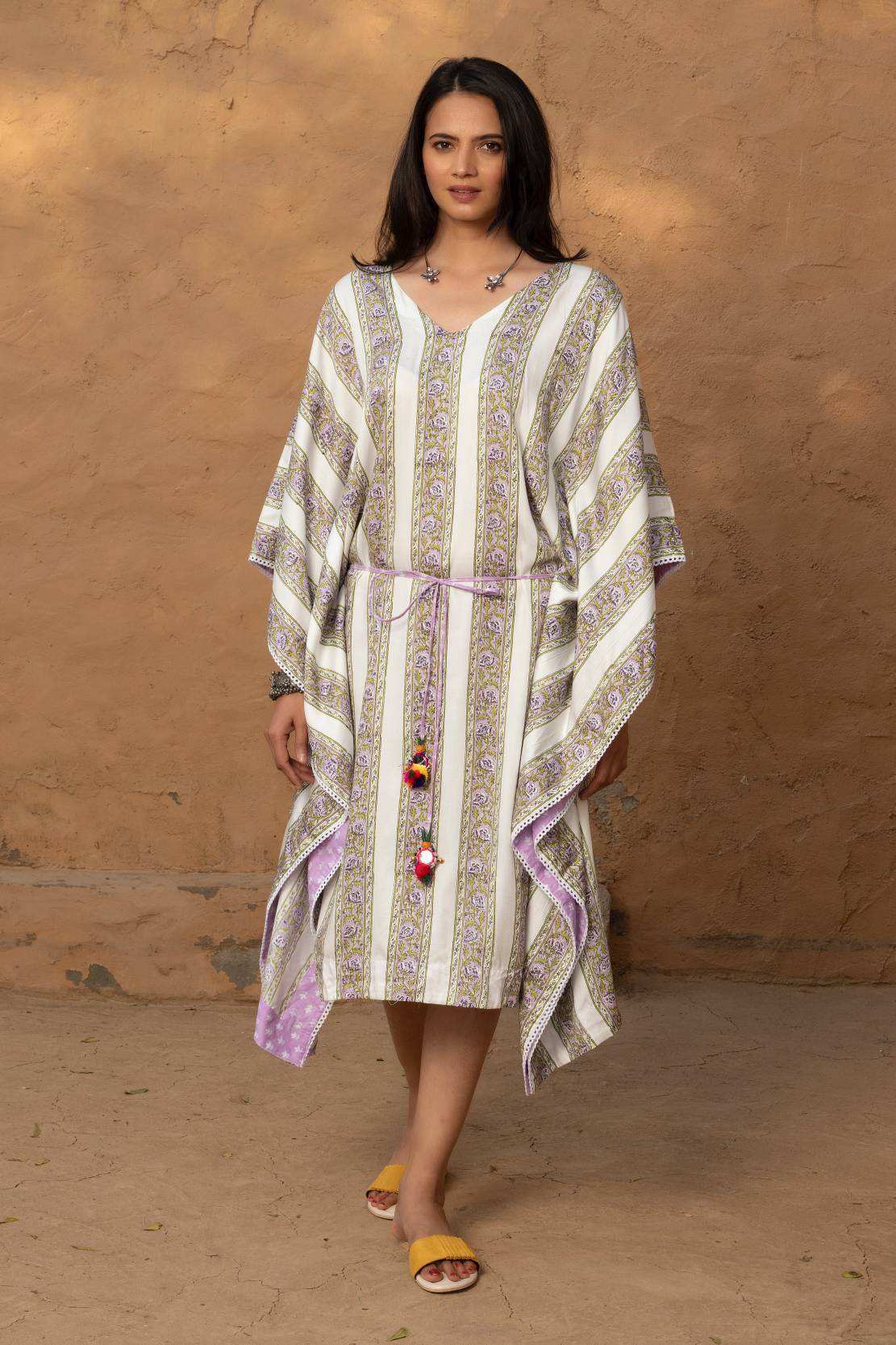 Ada Silk Kaftan - Lavendar - Monk & Mei