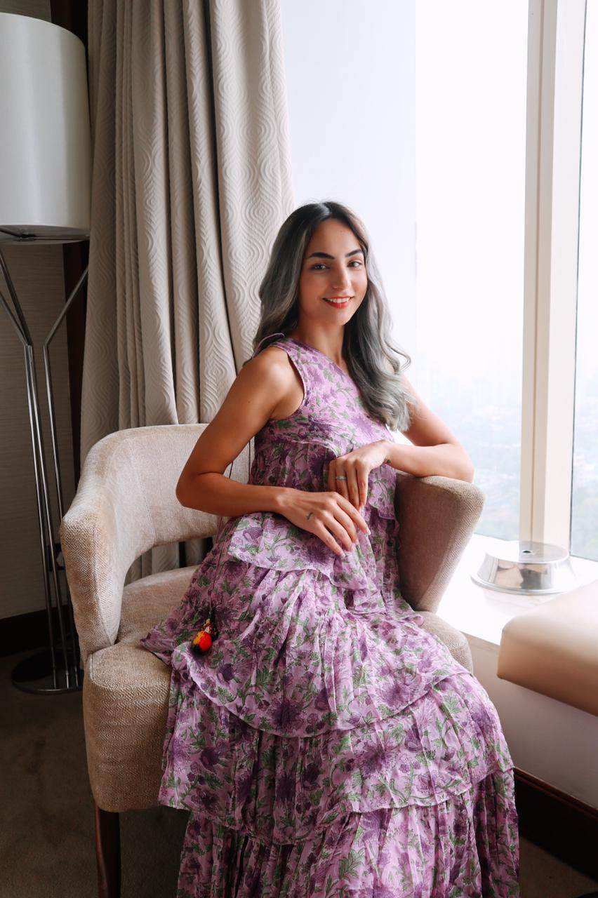 Pari Ruffled Gown - Lavender - Monk & Mei