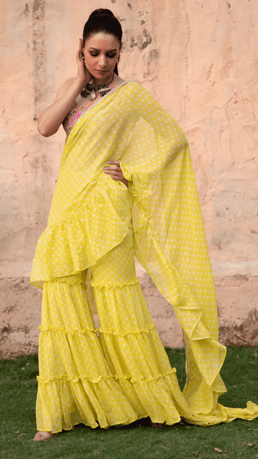 Issh Saree Sharara - Yellow - Monk & Mei