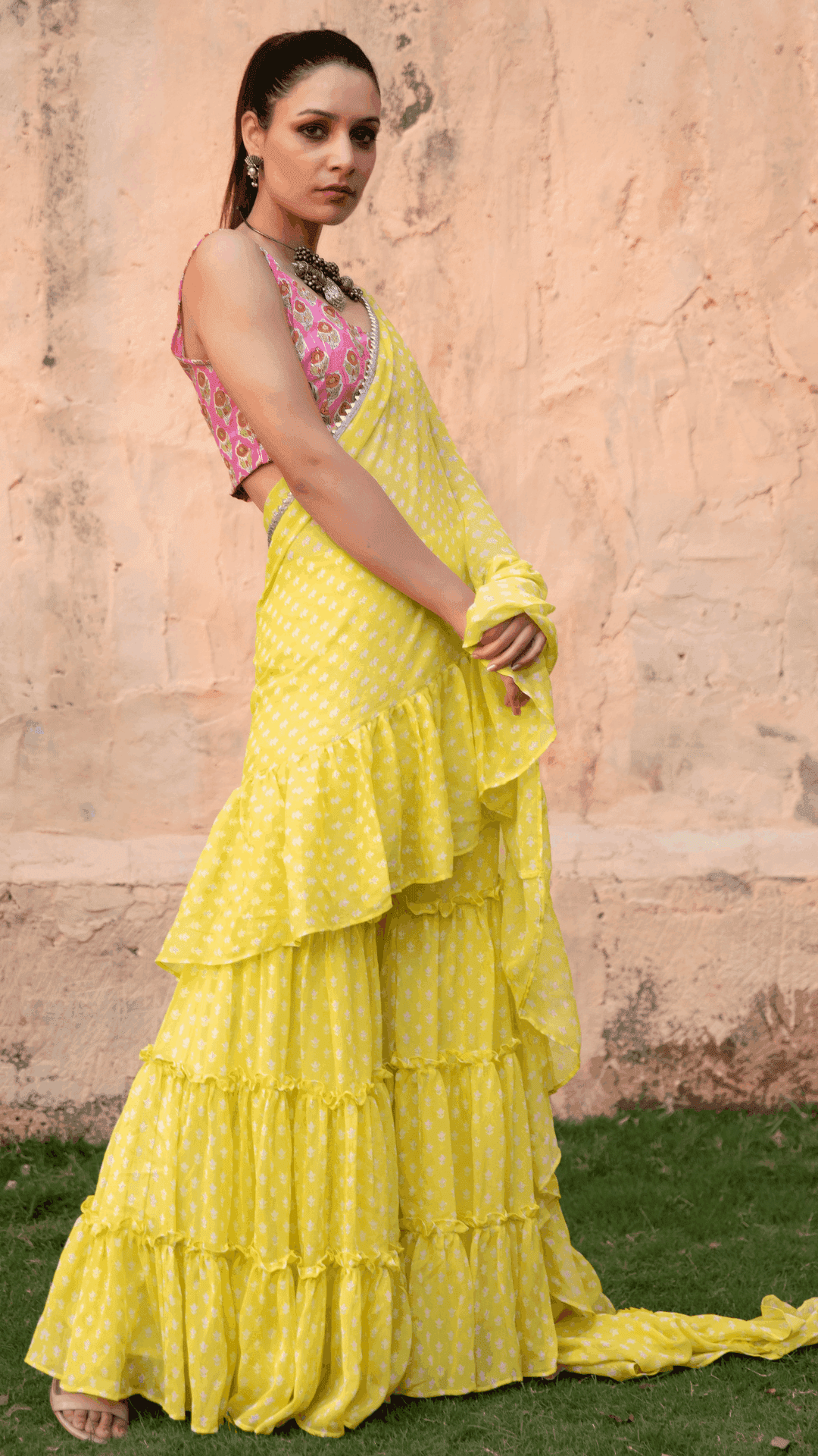 Issh Saree Sharara - Yellow - Monk & Mei