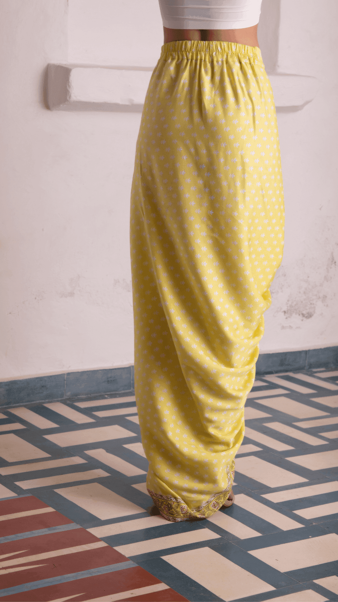 Mastani Designer Dhoti - Yellow - Monk & Mei