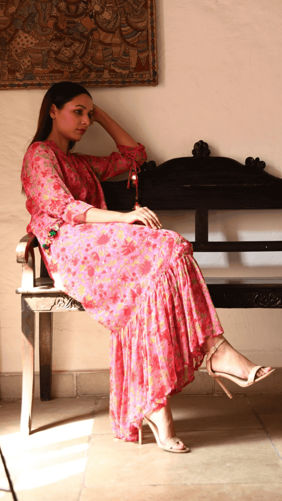 Kyaari Georgette Dress - Pink - Monk & Mei