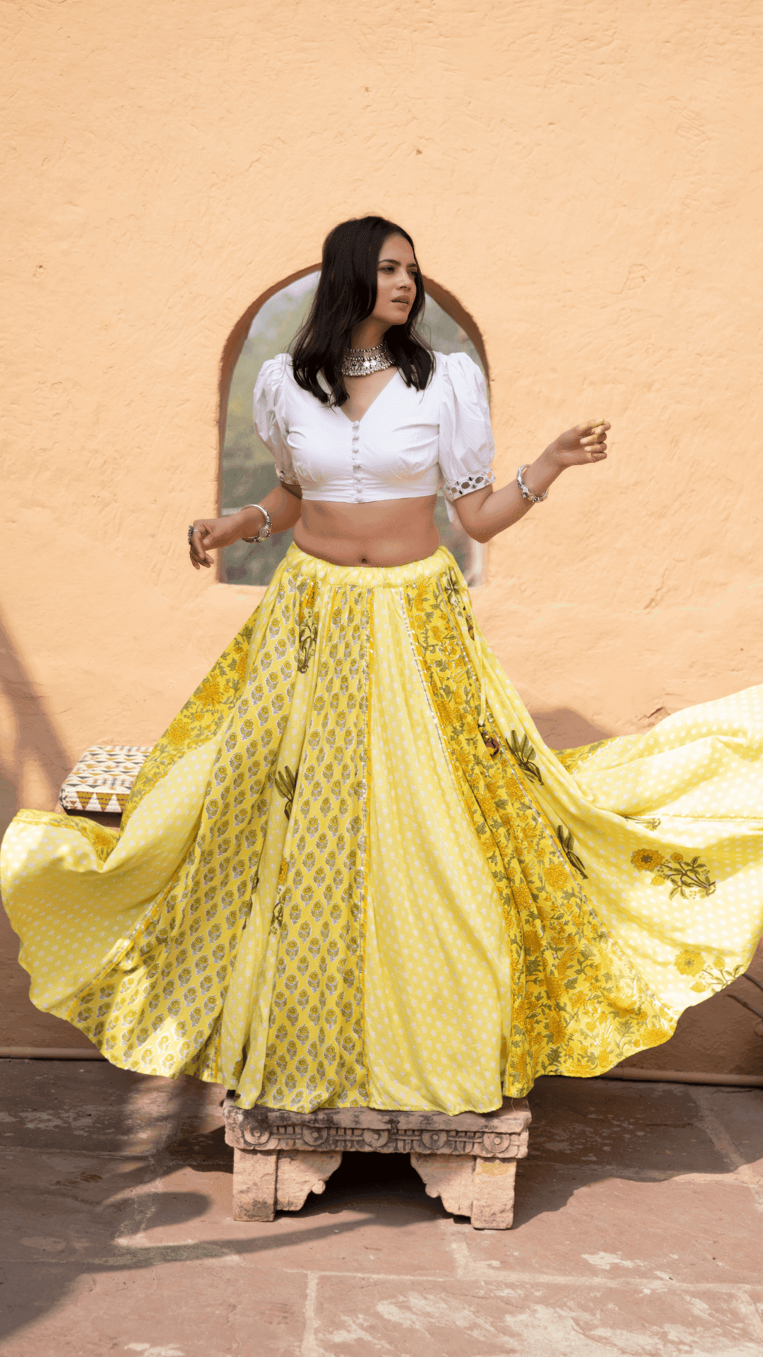 Mahi Lehenga Blouse - Yellow - Monk & Mei