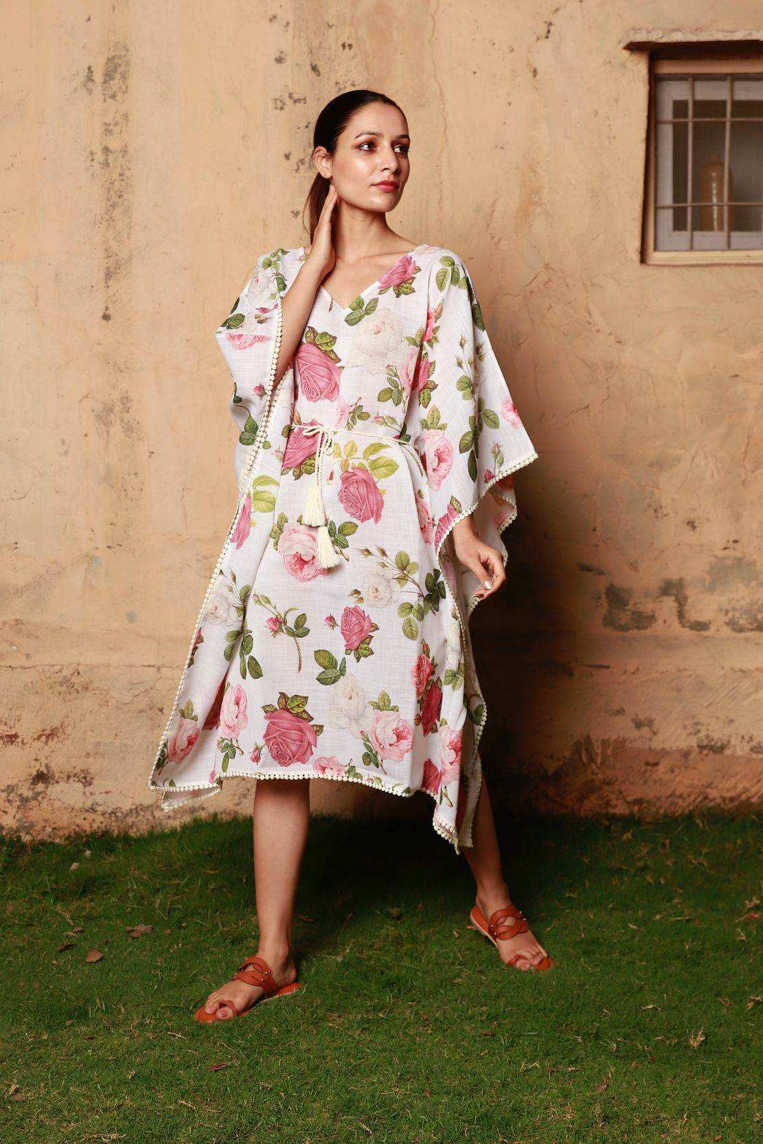 ADA-Rose White Kaftan - Monk & Mei