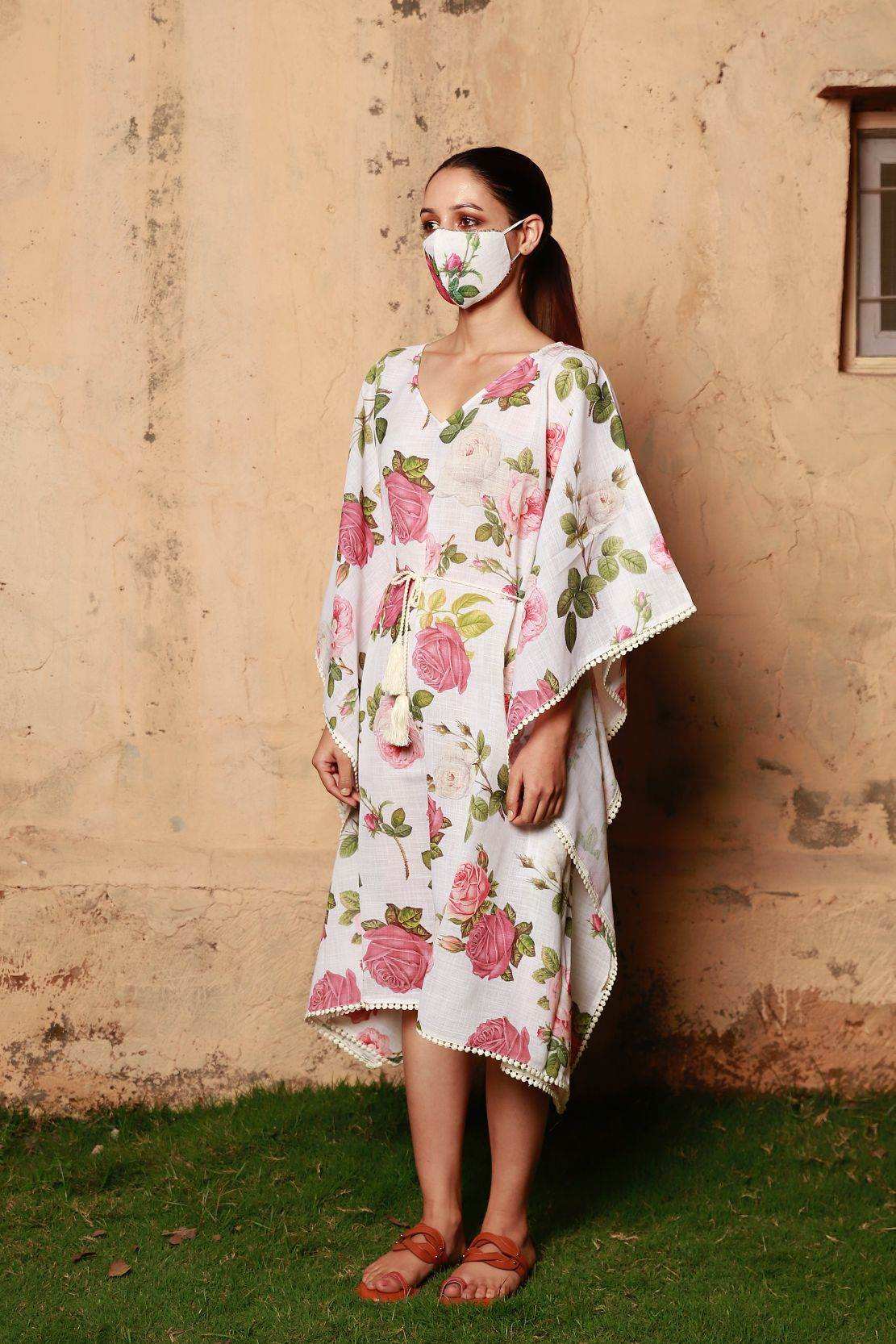 ADA-Rose White Kaftan - Monk & Mei