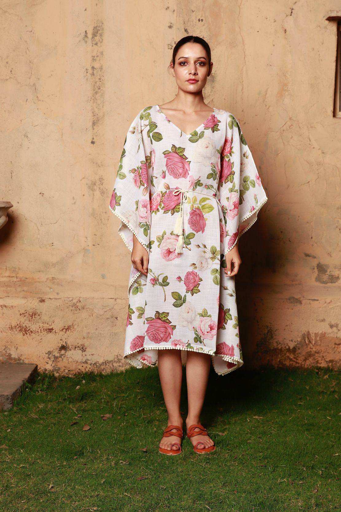 ADA-Rose White Kaftan - Monk & Mei