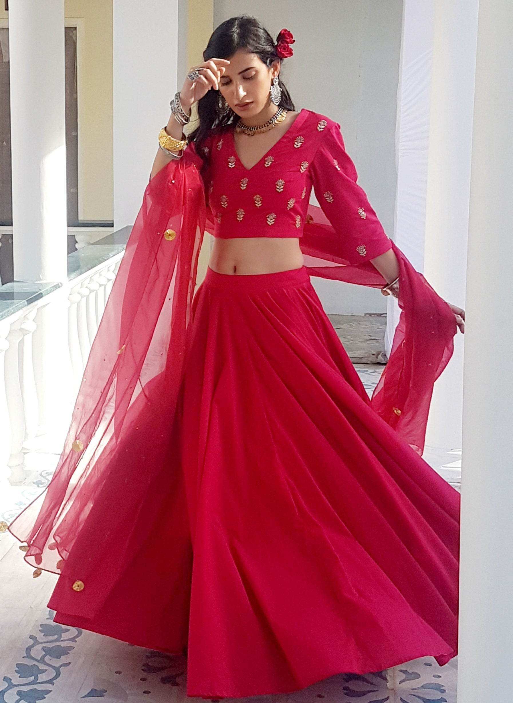 Rati Red Gold Dupatta - Monk & Mei