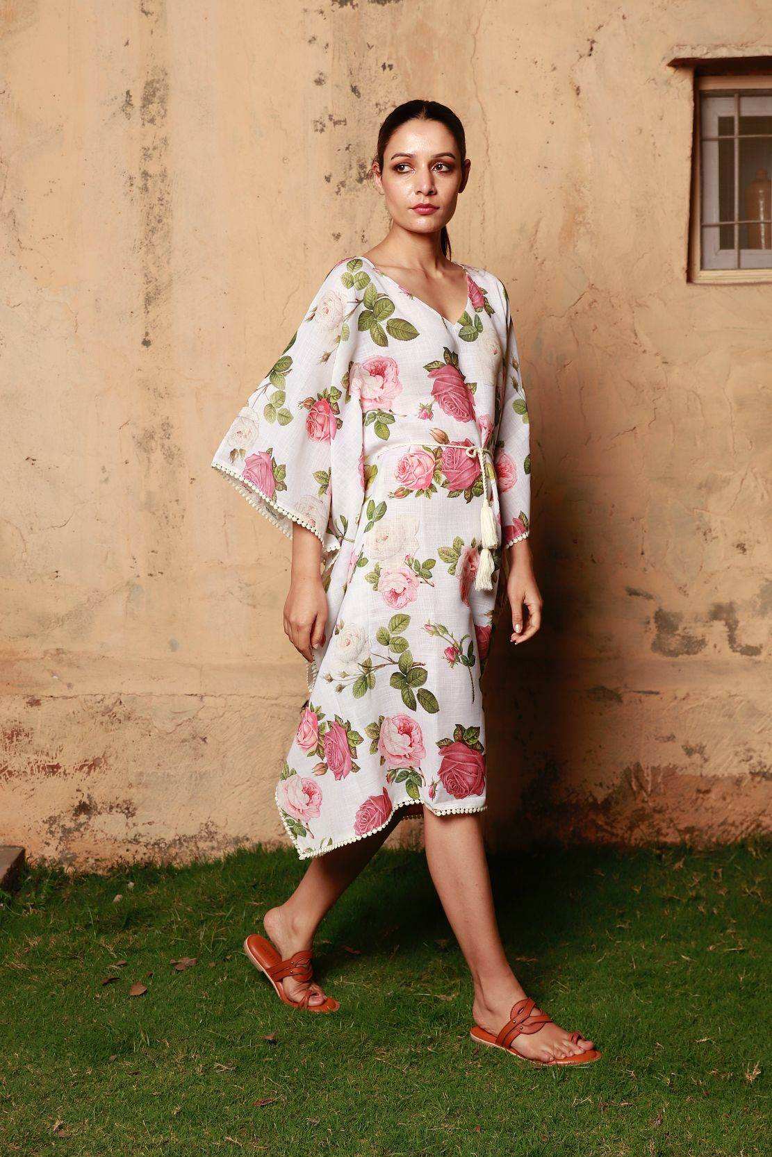 ADA-Rose White Kaftan - Monk & Mei