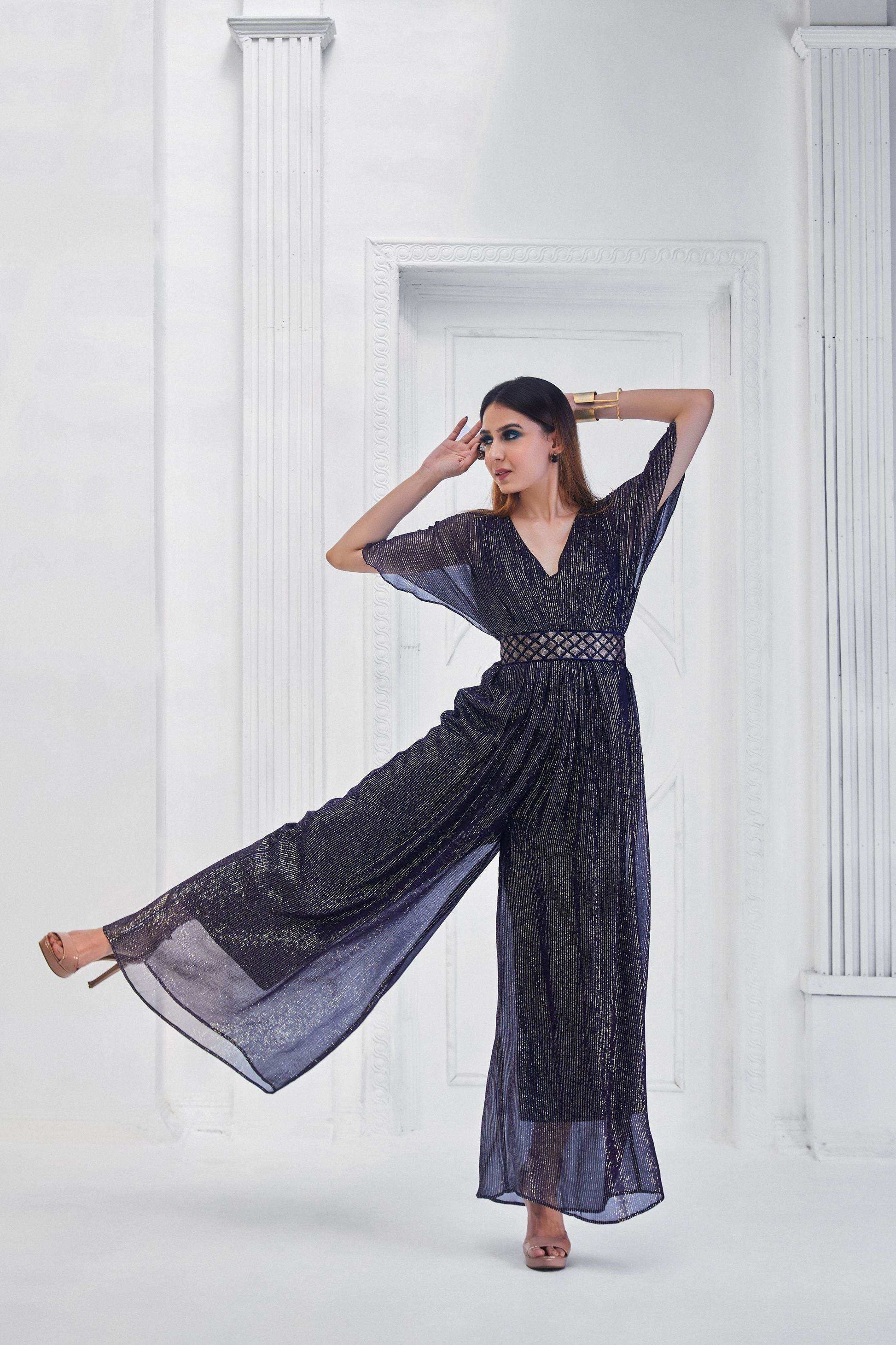 Christina Jumpsuit & Belt- Blue - Monk & Mei