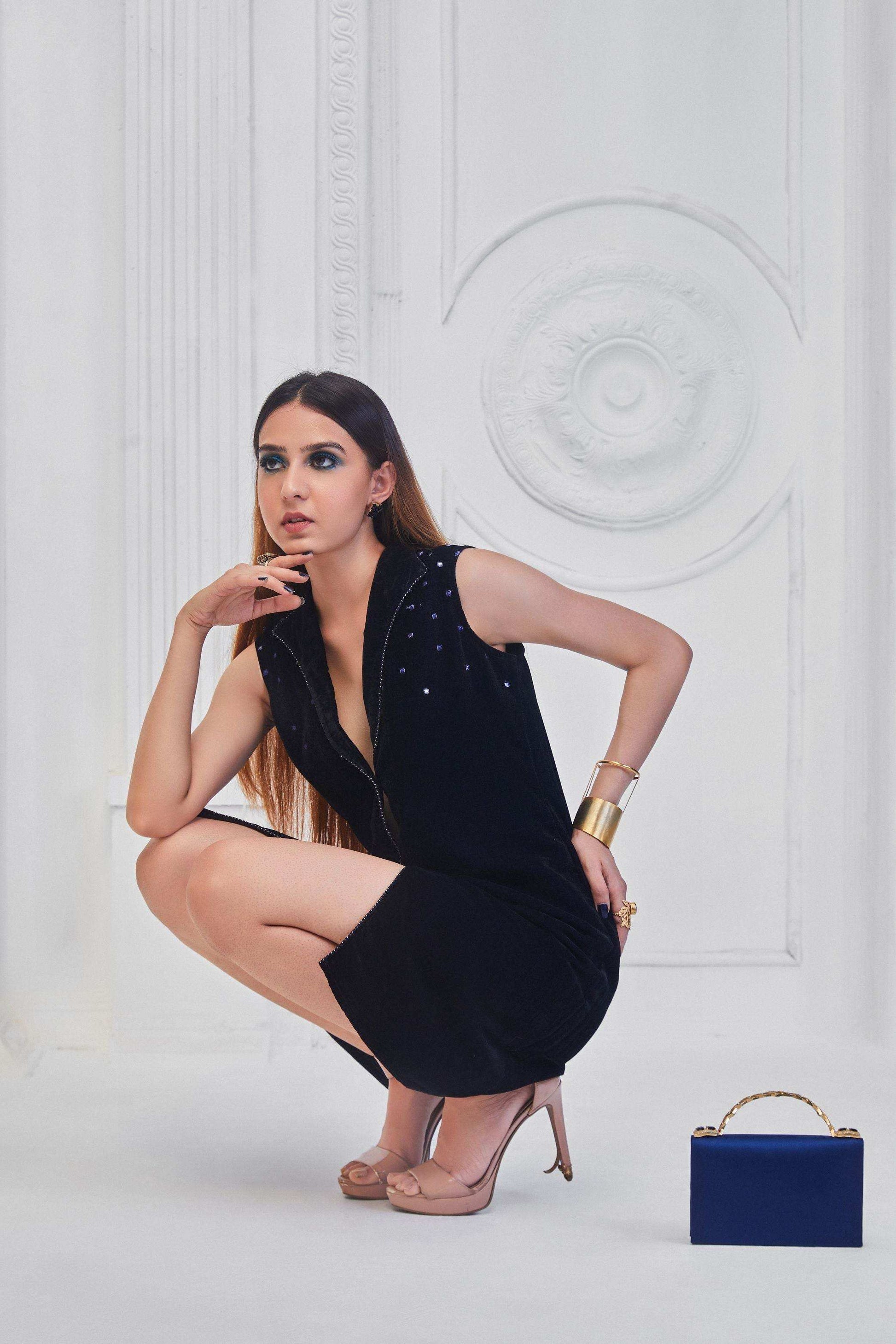 Sera Blazer dress- Blue - Monk & Mei